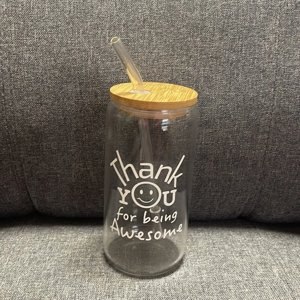 Thank You for Being Awesome Cold Brew Glass with Straw